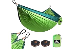 NATUREFUN Hamaca Ultraligera para Viaje y Camping (275x140 cm) | 300kg de Capacidad de Carga,Transpirable, Nylon de Paracaídas de Secado Rápido | 2X Mosquetones Premium, 2X Correas de Nylon Incluidas