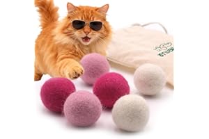 Miauff Filzbälle für Katzen - 6er Set aus 100% Wolle - Handgemachtes, nachhaltiges Kitten Spielzeug, Katzenspielzeug/Spielbälle aus Filz (rosa)