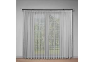 ‎GARDINESTAN JUNG CFO GMBH Weiße Voile, halbtransparente Vorhänge mit Kräuselband und Bleibandabschluss,Luftig, modern und langlebig für jedes Fenster,Gardinen und Vorhangsysteme Online-Shop (150 x 200 cm (HxB))