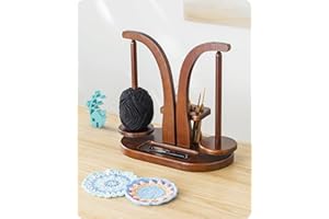 Baffect Supporto per Filo Magnetico, Supporto in Legno per Lana con Organizzatore di Accessori per Uncinetto, Supporto Doppio per Gomitoli per Amanti dell’Uncinetto