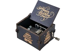 HSXIANG Happy Birthday Gifts Music Box,Wooden Hand Crank Engraved Musical Instrument with Melody, Happy Birthday Gift for Mom/Dad/Daughter/Son/Wife/Husband/Friends.