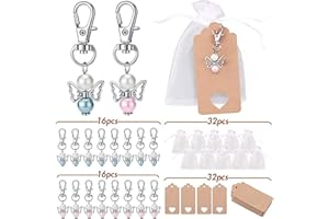 VGOODALL Gastgeschenke Taufe, 32 Stücke Gastgeschenke Hochzeit Schutzengel + Organza Beutel + Kraftpapier Anhänger für Kommunion Konfirmation Geschenk Party Mitbringsel
