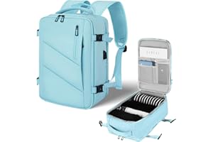 VOESLD Torby Kabinowe 45x36x20 do Easyjet, Plecak Podróżny, plecak na laptopa dla mężczyzn kobiet z portem USB, Jasnoniebieski, 32L