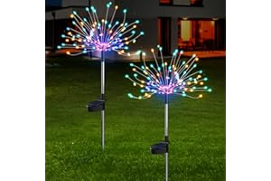 FOOING Fuegos Artificiales Luces Solares Jardín Luces Led Exterior Luces Jardin Impermeable con 2 modos de iluminación parpadeante y Steady-ON para Jardín Patio Pasarela Fiesta Boda Decorativo
