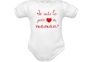 CORREDINO NEONATO body nouveau né avec phrase je suis le petit coeur de maman en coton manche courte - idée cadeau naissance - fête des mères - anniversaire