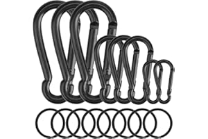 BOTHFOX 8 Pack Carabiner Clips with 8 Key Rings, Premium Aluminum Alloy Locking Carabiner Clip Heavy Duty Spring Snap Hooks Small Climbing Carabiner for Outdoor Camping Hiking Traveling Fishing Backpack