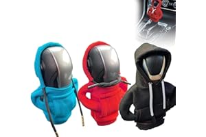 HEYZEIBO 3PC Gear Stick Hoodie, Car Gear Stick Cover, Gearstick Lever Hoodie, Creative Gear Knob Hoodie, Dust-Proof Protection Sweatshirt for Gear Stick(Black Blue Red)