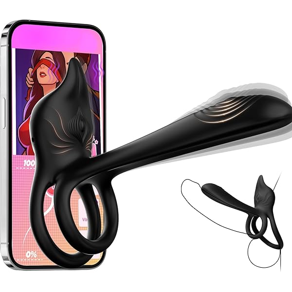 Men's Silicone Cock Ring Vibrator - G-Spot Dildo Massager, Couple Foreplay Sex Toy, Black