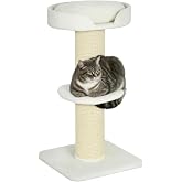 PawHut Tree Scratching Post for Cats Height 91 cm of 3 Levels Cream | Cat Tree, Tower with Nest Platform and Sisal Post, 45 x