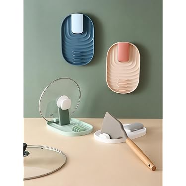 IYOOH - Supporto per utensili per piano cottura, spatola, mestolo, poggiapolsi con gocciolatoio e coperchio della pentola, supporto per cucina senza gocciolamento, confezione da 2