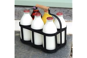 CKB LTD Uchwyt na butelkę na mleko, powlekany proszkowo, drut stalowy, metalowy, mieści 6 butelek na mleko, transporter, tradycyjny, 25 x szer. 27 x gł. 19 cm