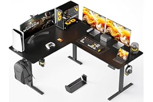 ‎WALKINGDESK WALKINGDESK L-förmig Höhenverstellbarer Schreibtisch Elektrisch, 160 x 140 cm Eckschreibtisch Höhenverstellbar, Steh-Sitz Computertisch mit Kabelmanagement für Office Büro Gamer, Schwarz
