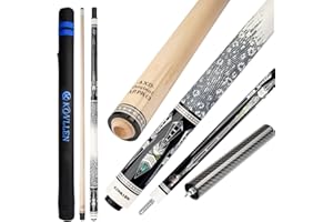 KONLLEN Bastone da biliardo Pro Taper in acero canadese per adulti con albero a bassa deflessione (punta da 10,5 mm/11,5 mm/12,5 mm), set professionale con prolunga e custodia per stecca