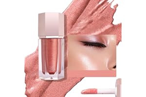 WEIXINBUY Liquid Highlighter Makeup Long Lasting Shimmer, Liquid Luminizer Brightening Moisturizing Waterproof, Smooth Highlighter Stick Easy to Apply with Cushion Applicator Natural Glow For Face Body (5#)