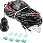 Kraumi 300W 2 Lead 12V Fog Light Wiring Kit with 40A Relay, Rocker Switch and 3 Fuses, for LED Light Bar, LED Work Bulbs