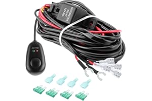 Kraumi 300W Câblage à barres lumineuses LED Faisceau de Fil avec 12V 40A Relais 3 fusible et Interrupteur, 2 phares peuvent être connectés, pour SUV ATV et Camion Tout-terrain