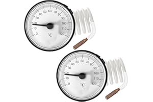 GAOUTO 2 sztuki kapilarnego miernika temperatury, termometr kapilarny, termometr z czujnikiem, przenośny miernik temperatury, termometr przystosowany do pomiaru temperatury gazów, cieczy i pary 0-120°C