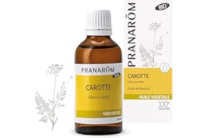 Pranarôm |Huile Végétale Carotte Bio | Eclat du Teint | Extrait lipidique titré de racines de Carotte | 50 ml
