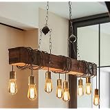 Vintage Pendelleuchte Aus Metall & Holz – Industrieller Kronleuchter Mit 2 Lichtarmen, Höhenverstellbar, Für Wohnzimmer, Café, Bar