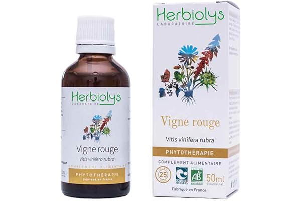 Herbiolys | Extrait De Plantes Fraîches Bio | Vigne rouge (Vitis vinifera rubra) | Circulation | Phytothérapie Bio | 50 ml