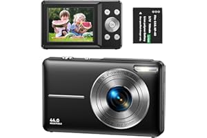 NICAMERY Camara Digital 1080P FHD 44MP Cámara de Fotos con Zoom Digital 16X, LCD de 2,4", Camara Fotos Digital para Niños, Adolescentes, Principiantes(Negro)