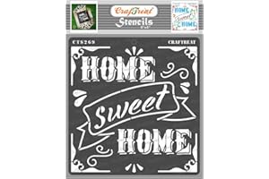 CrafTreat Pochoirs réutilisables pour peindre sur bois, murs et carrelage – Home Sweet Home 1 – 15,2 x 15,2 cm – Pochoirs d'art et d'artisanat – Pochoir Home Sweet Home