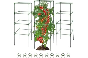 MQHUAYU Vier-Ecken Tomaten Rankhilfe 3 Stück, 105cm Rankhilfe Tomaten，Rankhilfen für Kletterpflanzen, Einstellbar Höhe Pflanzstäbe 105cm, Pflanzenhalter für Tomate, Gurken, Rosen, Garten
