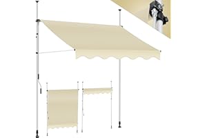 KESSER® Tenda da Sole a Morsetto con manovella per Balcone, Tenda da Sole per Balcone, Regolabile in Altezza, Idrorepellente, Protezione Solare, Copertura per terrazze, Beige, 150cm