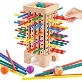 Jeu Montessori Jeu de Société en Bois, 48 Piliers en Bois, Jeu de