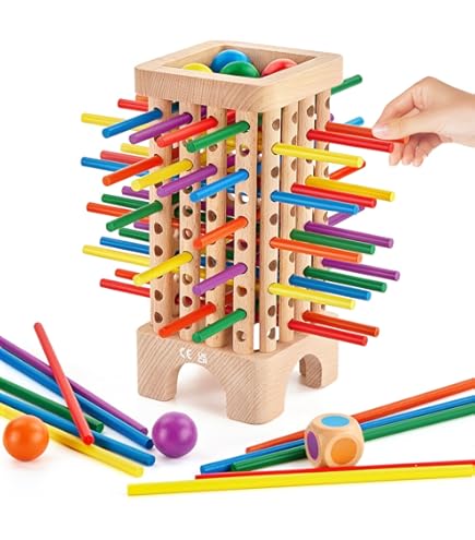 Goki 58984 - Mattoncini Da Costruzione In Legno Per Castelli, 60 Pezzi, Colorati, Gioco Educativo Per Bambini
