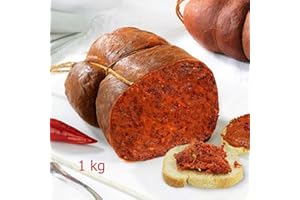 SFIZIDICALABRIA.COM PRODOTTI TIPICI CALABRESI 1kg Nduja nduia in budello Salame Calabrese Spalmabile Piccante Artigianale