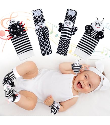 Jouet d'éveil Poignet Chaussette avec Hochet Education Montessori pour Bébé 2Poignet Jouet d'éveil Poignet Chaussette avec Hochet Education Montessori pour Bébé 2Poignet