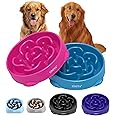 YINEYA Slow Feeder Dog Bowl Interactive Bloat Stop Fun Alternative Non Slip Dog Slow Food Feeding Pet Bowl Slow Eating（Rose Red, Dark Blue