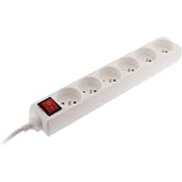 Zenitech - Block of 6 Sockets 16A 2P+T with Switch - White - Compact Power Strip for Electrical Appliances and Lamps - Child