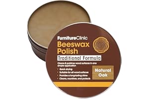 Furniture Clinic Pulidor de cera de abeja natural de color roble para madera y muebles, 200 ml, cera de acabado natural para todo tipo de muebles y superficies de madera, colorea, protege y mejora la