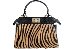 Superflybags Donna Borsa a Mano in vera Pelle con Pelo Cavallino Modello VOLTERRA CAVALLINO 23x19x13 Made in Italy