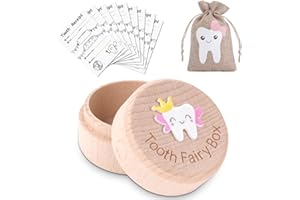 HOTUT Porta Dentini Da Latte, Scatola Porta Dentini da Latte, Scatola Porta Dentini da Latte in Legno Intagliato 3D, Scatola per Denti Carini Scatola per Ricordi per Bambini Ragazzi e Ragazze