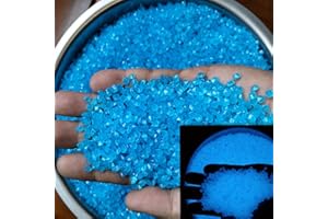 FOLANDO 6000 Pieces Fluorescent Sand Glow-in-the-Dark Stones Small Gravel Mini Pebbles Resin for Garden Decoration Aquarium Landscapes Vases Decor Craft, 3-5 mm (Blue)