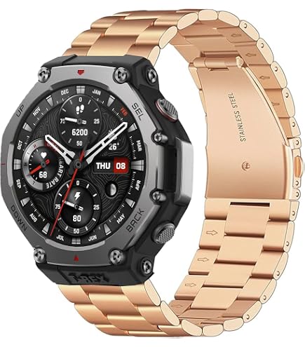 KUWAI Leder Armband Für Amazfit T-Rex 3 – Weiches Leder, Verstellbare Metallschnalle, Ersatzarmband