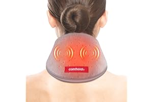 Comfheat Cuscino riscaldante per il collo con massaggio vibrante per alleviare il dolore al collo, scaldacollo con USB, morbido scaldacollo contro dolore e rigidità, 3 livelli di calore e massaggio,