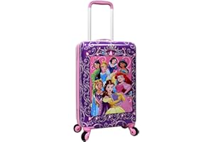 Disney Princess Luggage 20 Inches Hard-Sided Rolling Spinners Carry-On Tween Travel Trolley Suitcase for Kids - Pink