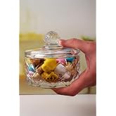 Deconox L&uuml;x Kristal Kapaklı Cam Şekerlik &amp; Cam Lokumluk, Kesme Cam L&uuml;x Şekerlik 10cm*10.5cm - (4 MODEL) (06645)
