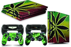 giZmoZ n gadgetZ Set di adesivi in vinile per console PS4 Pro con motivo Weed + 2 skin per controller
