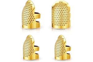 AYSATOGC 4PCS Thimble Finger Protector, Adjustable Thimbles for Hand Sewing Quilting Craft Accessories for DIY Sewing Tools Needlework Cross Stitch Embroidery (Gold, 2 Sizes)