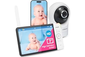 VTech RM7764HD Baby Monitor Video and Audio 1080P WiFi Remote Access, 7 Inch Baby Camera with HD Night Vision Screen, Relaxing Sound, Two-Way Talk and Temperature Sensor
