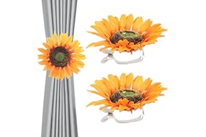 CAXUSD 2pcs Sunflower Curtain Clip Sunflower Curtains Drapes Tie Clips Flower Curtain Holdbacks Curtain Fastener Curtain Clips Drapery Tieback Clips Curtain Clamp for Drapes Stop Binder