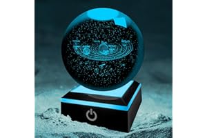 YATOSEEN Lampka nocna 3D Układ Słoneczny K9, kryształowa planeta, grawerowana kula 3D z podstawą światła LED, prezent dla dzieci, par, urodzin i festiwali