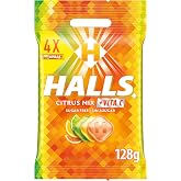 Halls Citrus Mix Hard Candies Citrus Flavor, 4 x 32g | Sugar free candies with citrus flavor and refreshing effect, perfect t