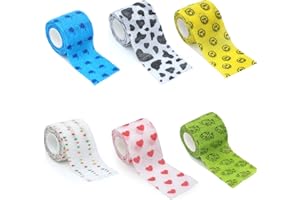 EROVITE 6 Rolls Dog Bandages for Paws – Vet Wrap for Dogs, Self-Adhesive Pet Bandage Wrap – Breathable, Flexible, Waterproof Dog Bandages for Injuries, Sprains – Paw Bandage Wrap for Dogs, Cats & Pets