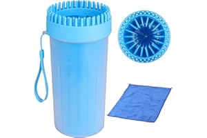 SONEER Pfotenreiniger für Hunde, Silikon Haustierpfotenreiniger,Tragbare Hundepfoten Reiniger mit Handtuch für Katzen und Hunde Paw Washer (11.5 * 25CM)